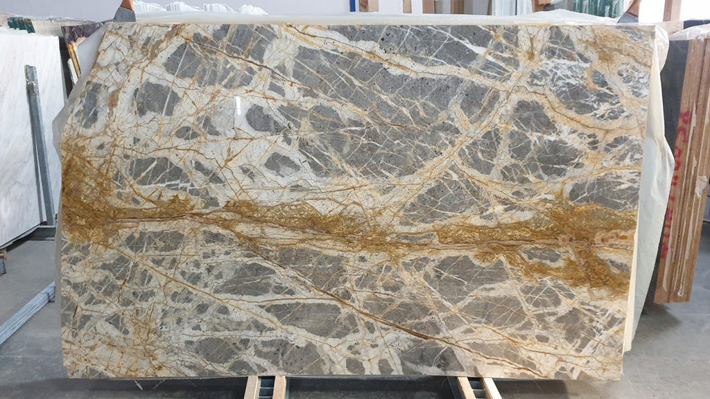Gray Marble with gold veining slab