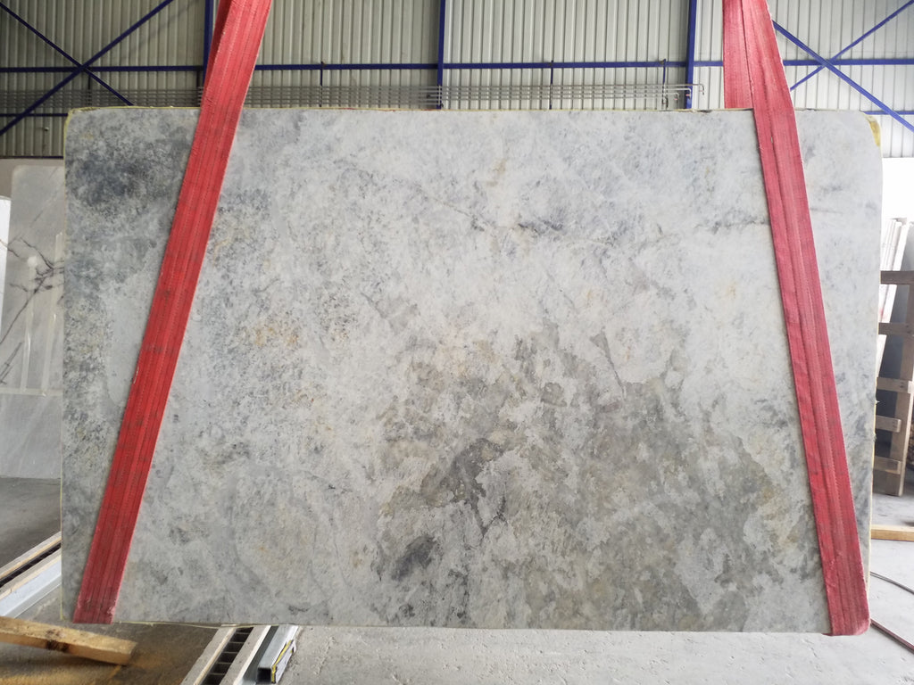 Silver marble with warm veining slab