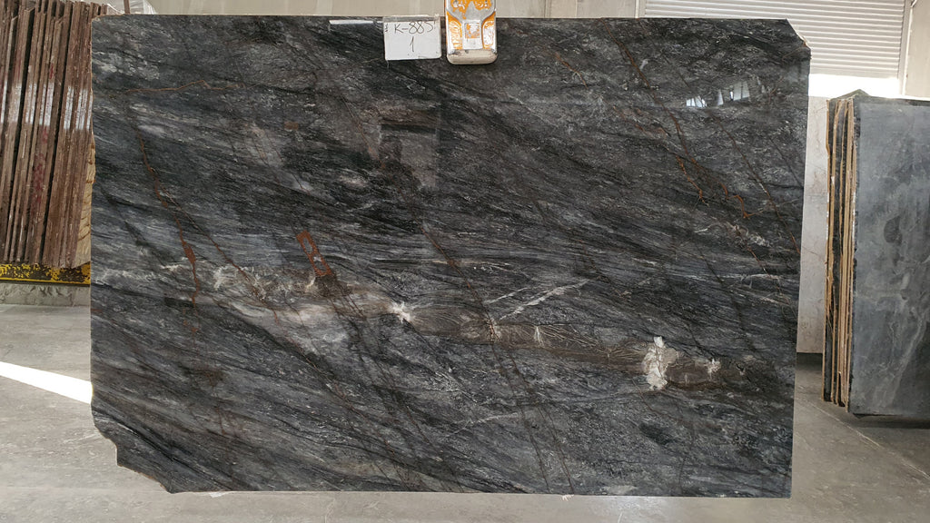 Gray Black marble with veining slab
