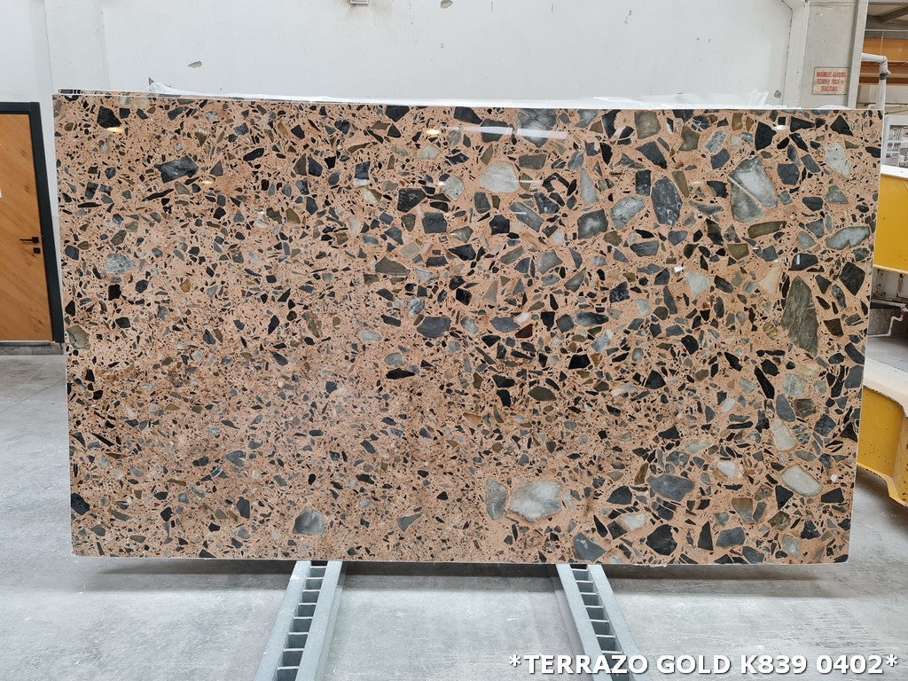 Pink marble with pebble textures slab