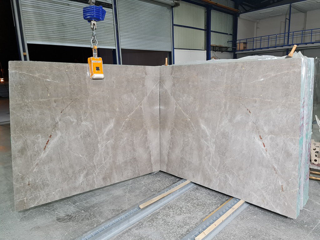Gray marble with white veining slabGray marble with white veining slabs book matched