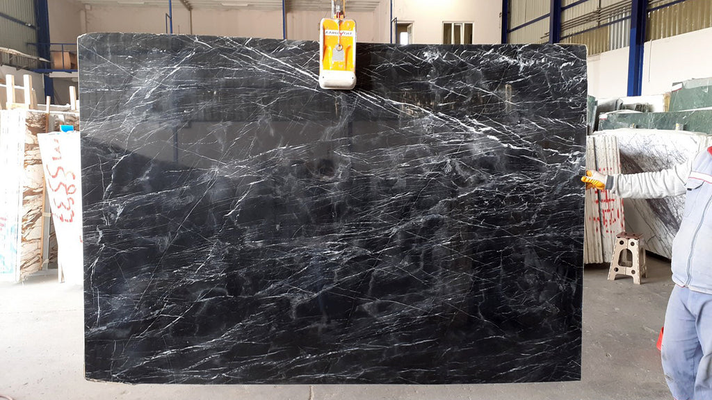 Black Marble with white veining slab