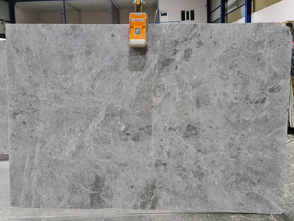 Gray marble with white veining slab