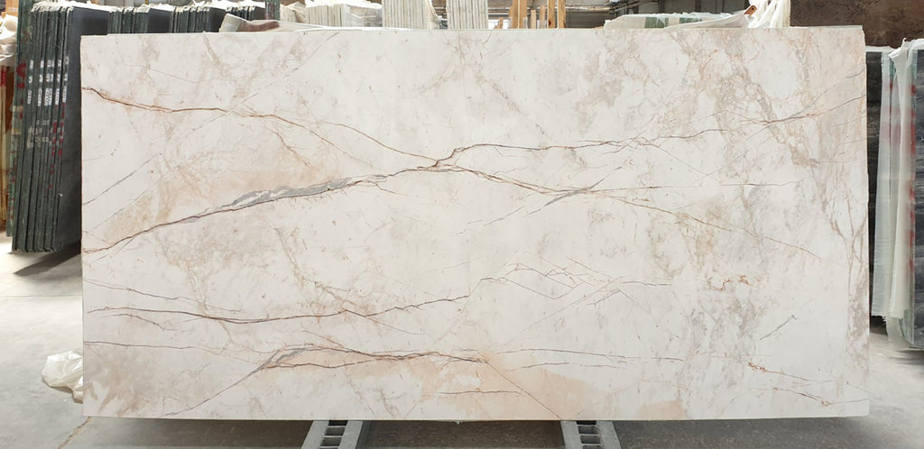 Beige marble with veining slab