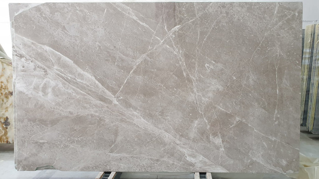 Gray Beige marble with white veining slab