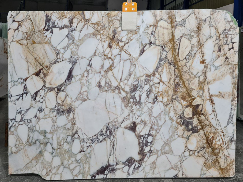 White marble with purple veining slab