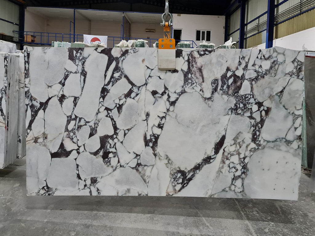 White marble with black veining slab 