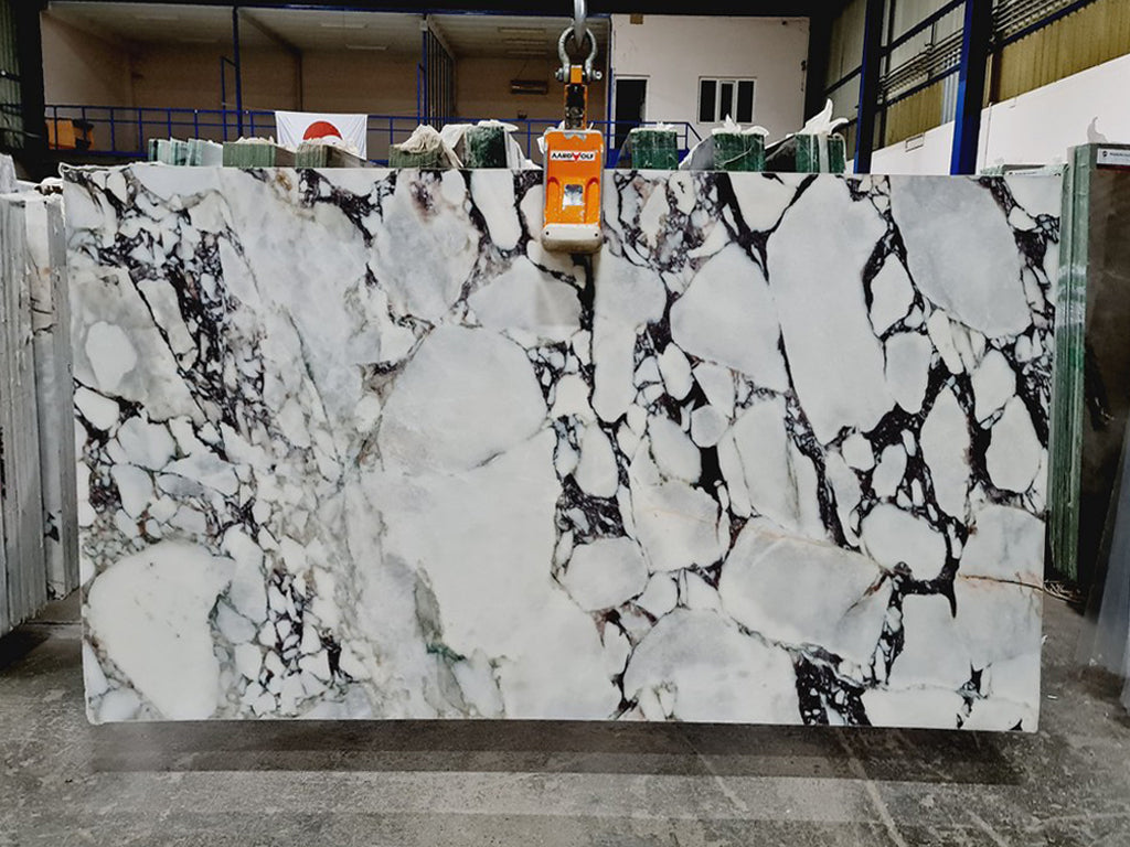 White marble with black veining slab 