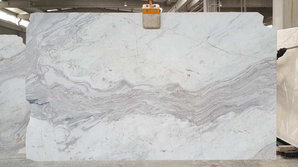 Warm gray marble with veining slab