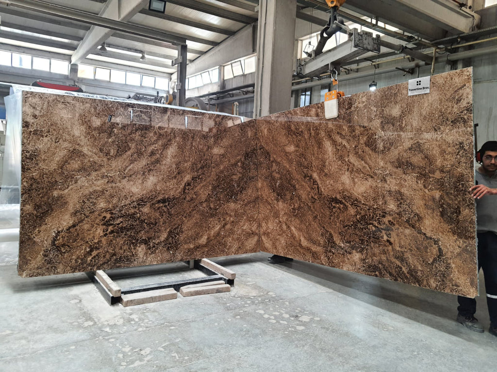Brown Marble with brown veining slab book matched